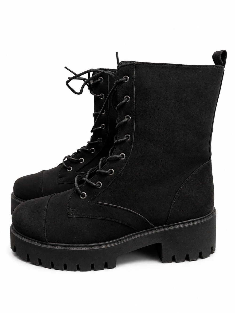 Black Lace-Up Platform Combat Boots